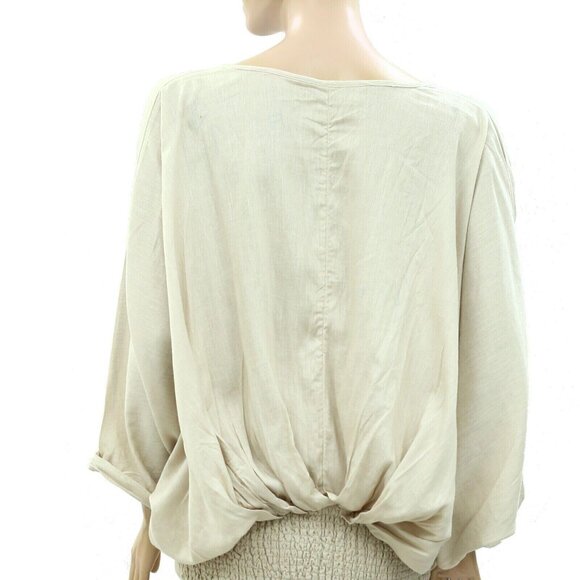 Free People Free-est Alai Mini Dress Smocked Ruched Draped Stone Cold S - Picture 7 of 8